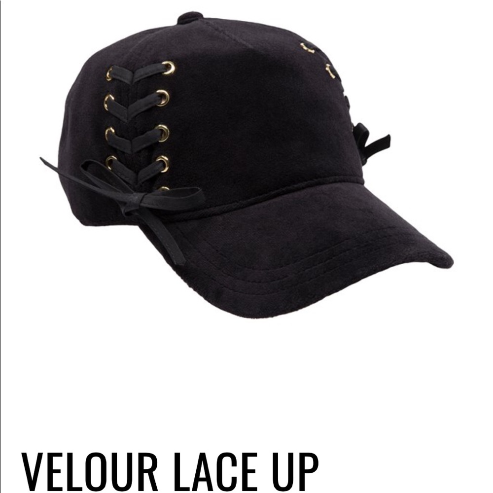 ISO Juicy Couture Velour Lace Up Baseball Hat